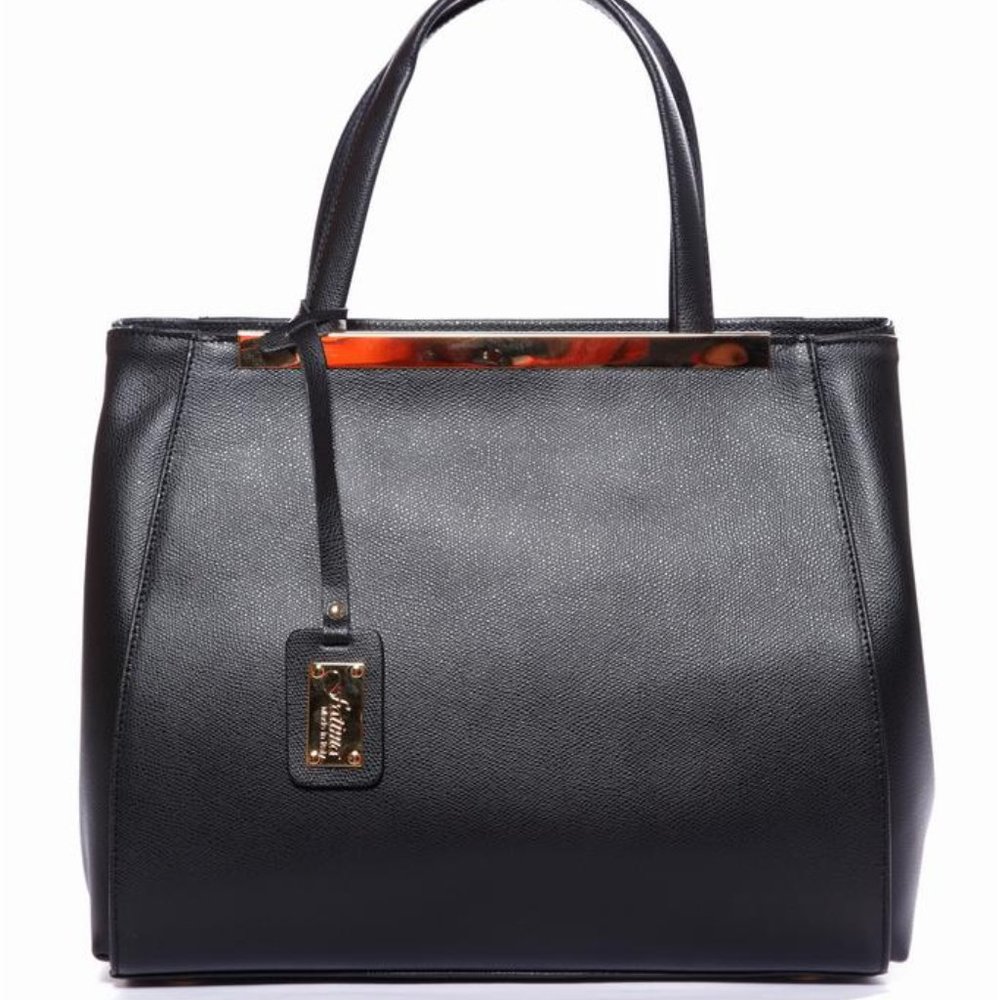 Mama Black Oversize Italian Leather Handbag